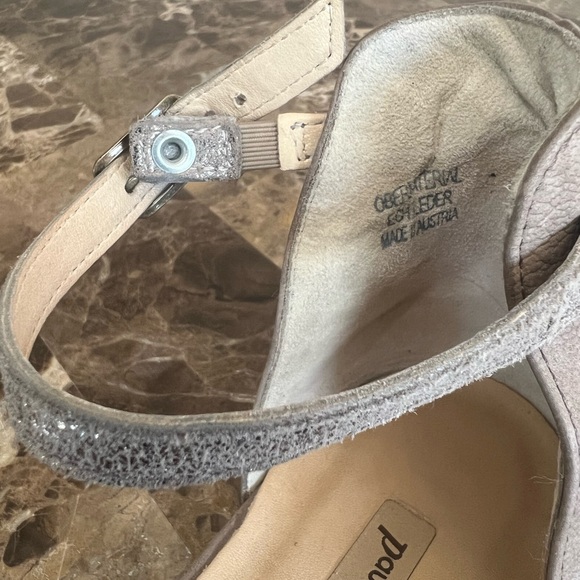 Paul Green Pointed Toe Ankle Strap Metallic Flats - Picture 13 of 16